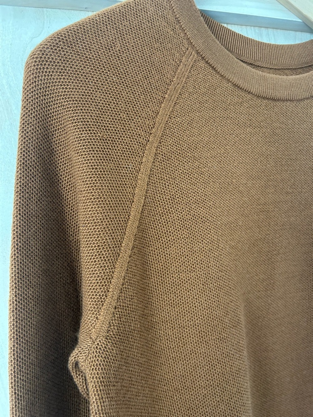 Lululemon Butternut Brown 100% Merino Wool Honeycomb crew Sweater EUC, Size 8 - Picture 5 of 11